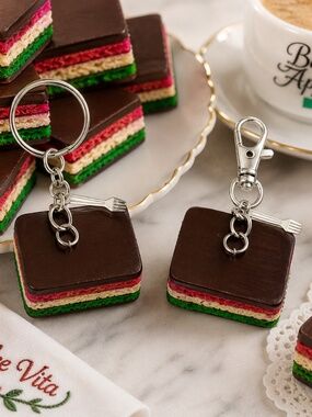Italian Rainbow Cookie Keychain or Bag Clip | Handmade Italian Dessert Accessory